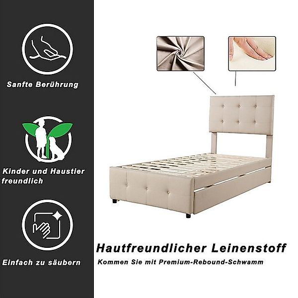 STILVORA Polsterbett 90x200 Kinderbett mit Ausziehbett,Bettgestell ohne Mat günstig online kaufen
