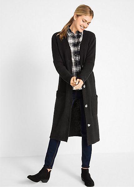 bonprix Strickmantel aus Flausch-Garn, Regular Fit, mit aufgesetzten Tasche günstig online kaufen