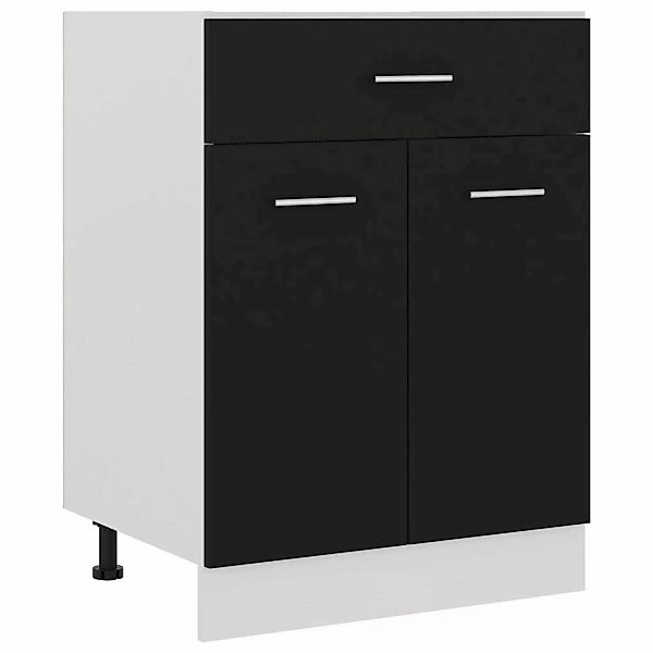 Schubunterschrank Schwarz 60x46x81,5 Cm Spanplatte günstig online kaufen