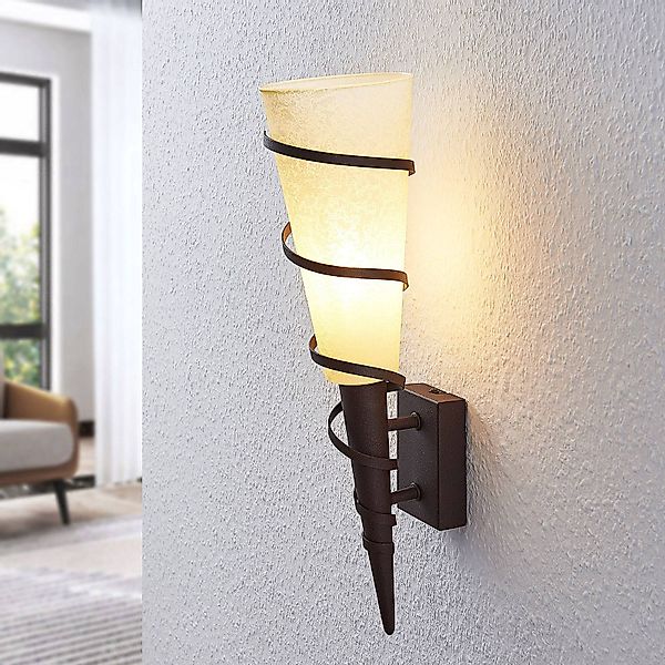 Lindby Wandleuchte Anouk, Höhe 44 cm, Glas, Metall, Fackel günstig online kaufen