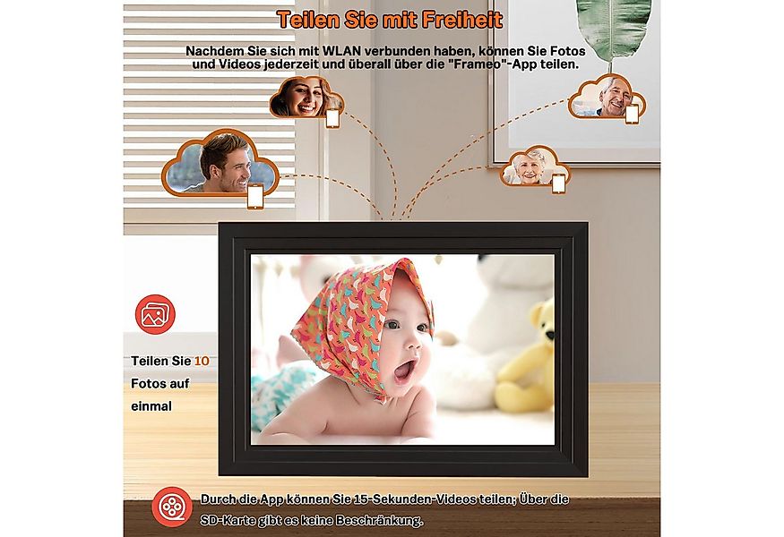 XERSEK Bilderrahmen Digitaler Bilderrahmen 10,1 Zoll, (1280x800 Pixel IPS T günstig online kaufen