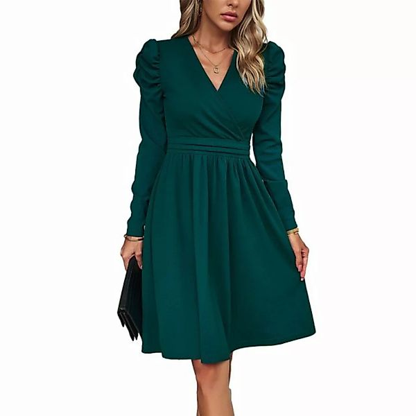 Lubgitsr Midikleid Damen kleid Elegant Abendkleid Midi V-Ausschnitt Swing C günstig online kaufen