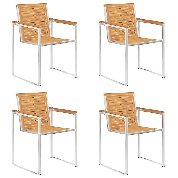 vidaXL 4 Stk Gartenstühle Massivholz Teak und Edelstahl 3078551 günstig online kaufen