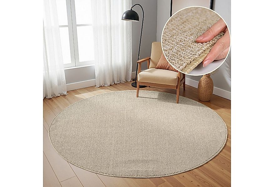 SIMPEX24 Teppich Unicolor, Rund, Höhe: 7 mm, Schlingenteppich Schlafzimmer günstig online kaufen
