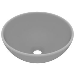 vidaXL Waschbecken Luxus-Waschbecken Rund Matt Hellgrau günstig online kaufen
