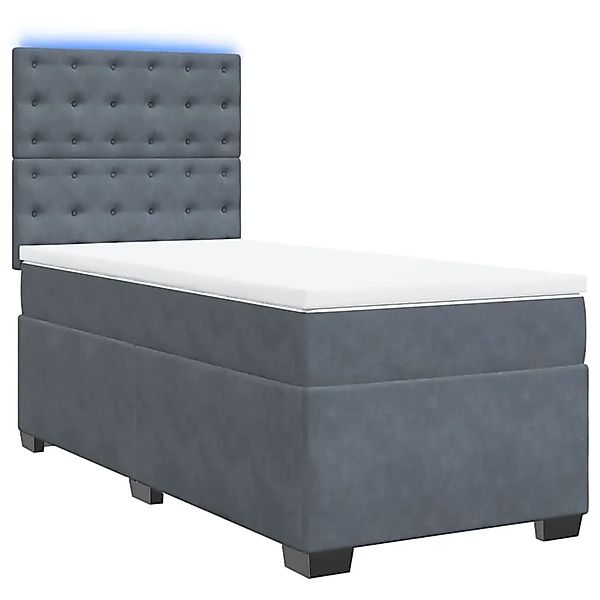 vidaXL Boxspringbett mit Matratze Dunkelgrau 100x200 cm Samt 3293147 günstig online kaufen