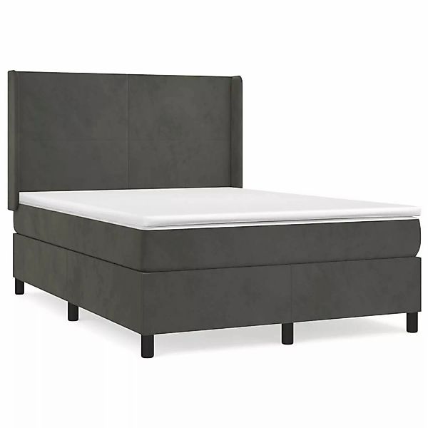 vidaXL Boxspringbett mit Matratze Dunkelgrau 140x200 cm Samt1378508 günstig online kaufen