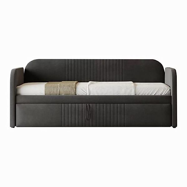 HAUSS SPOLE Polsterbett 90/180x190 cm Ausziehbares Schlafsofa mit Streifen, günstig online kaufen