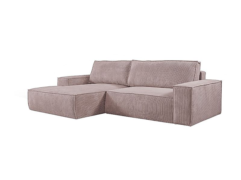Ecksofa mit Schlaffunktion - Ecke Links - Cord - Malve - AMELIA günstig online kaufen