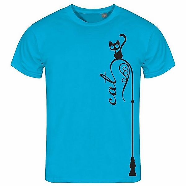 deinshirt Print-Shirt Herren T-Shirt Katze auf Laterne Funshirt mit Motiv günstig online kaufen