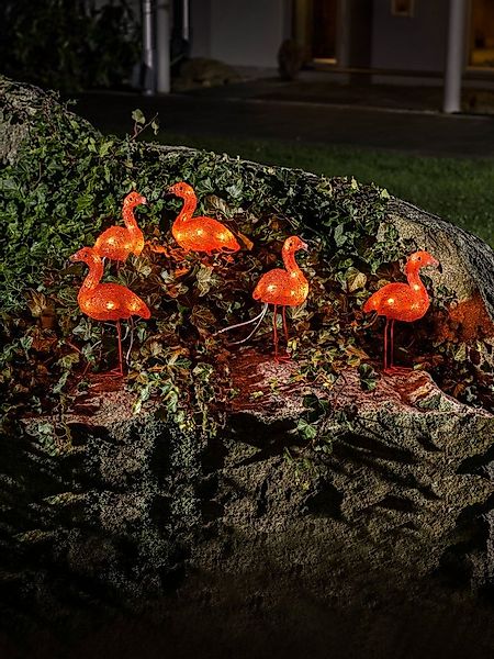 KONSTSMIDE Weihnachtsfigur (1 St), LED Acryl Flamingos, 5er-Set, 40 bernste günstig online kaufen