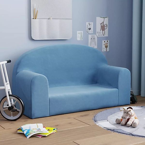 Vidaxl Kindersofa 2-sitzer Blau Weich Plüsch günstig online kaufen