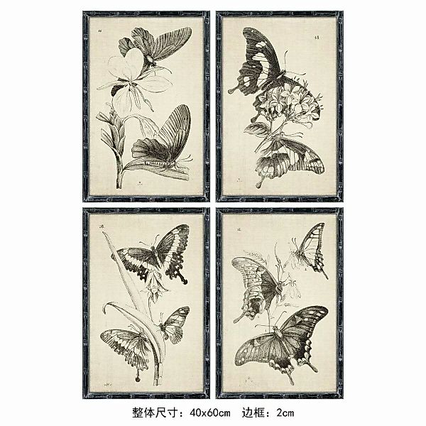 Bild Dkd Home Decor Schmetterlinge (40 X 60 X 2.8 Cm) (4 Stück) günstig online kaufen