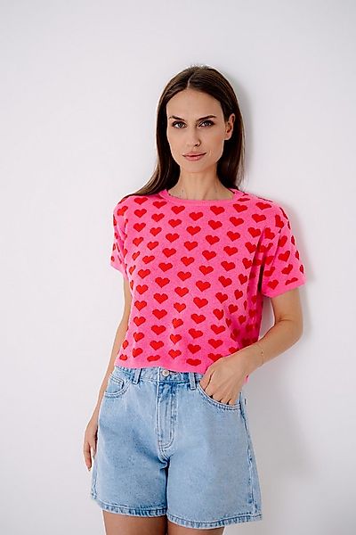 von Herzen Stricktop kurzärmliges Strick-Shirt mit Herzchen – Rundhals - On günstig online kaufen