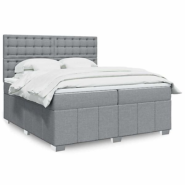 vidaXL Boxspringbett mit Matratze Hellgrau 200x200 cm Stoff 3294089 günstig online kaufen