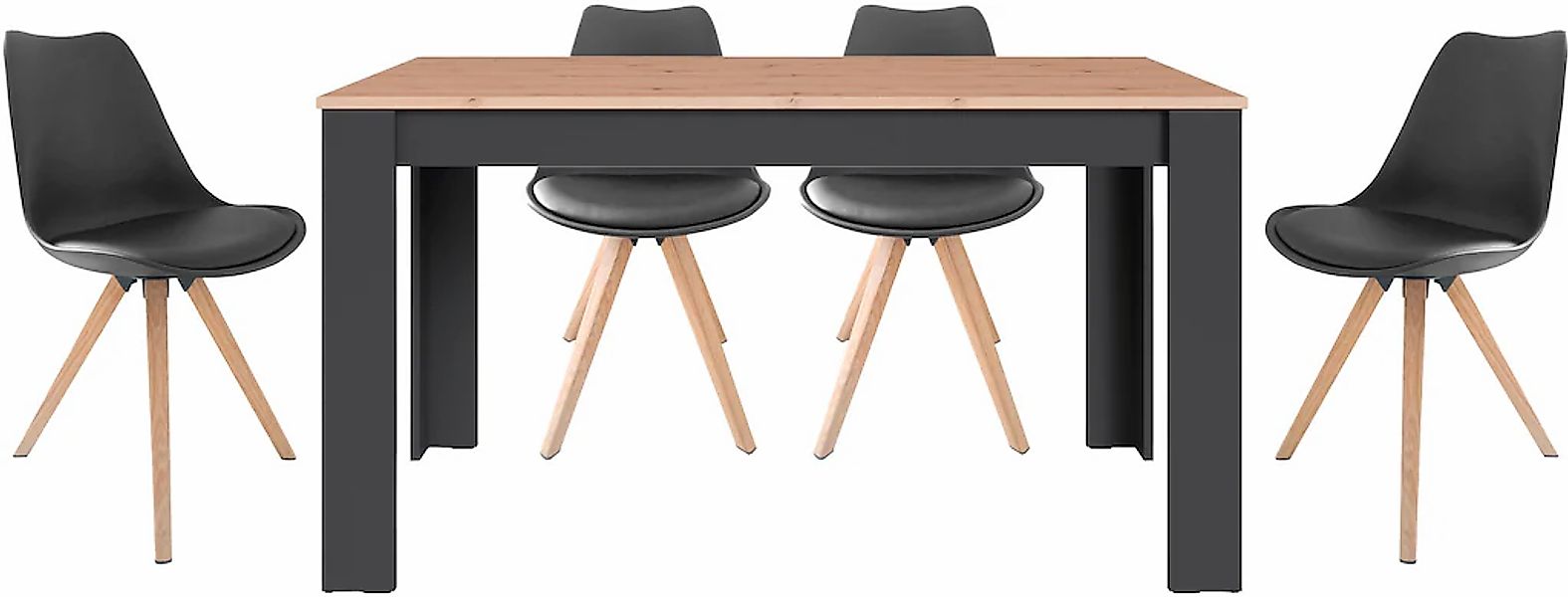 byLIVING Essgruppe "Kira" Set, 5 Stk. tlg. modernes Set mit 4 Stühlen in me günstig online kaufen