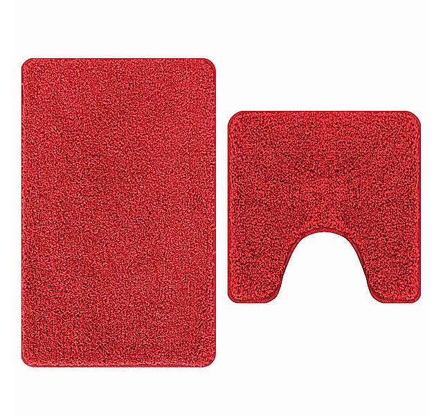 vidaXL Badematte Anti-Rutsch Badematten-Set 2 pcs Rot PP, Höhe 0.2 mm, Poly günstig online kaufen