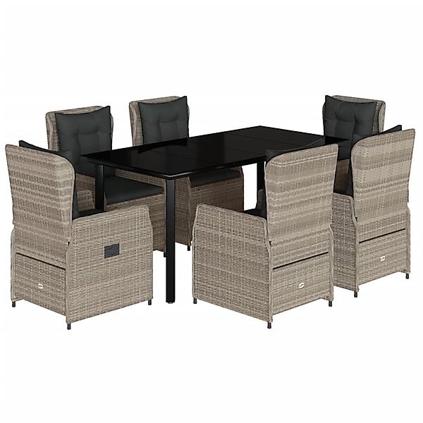 vidaXL 7-Tlg Garten-Essgruppe mit Kissen Hellgrau Poly Rattan 3262907 günstig online kaufen