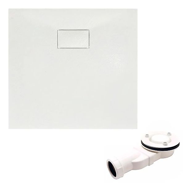 Bad Land Duschwanne Viereck VIDAR 90x90x3,2 Verbundwerkstoff Steinoptik Abl günstig online kaufen