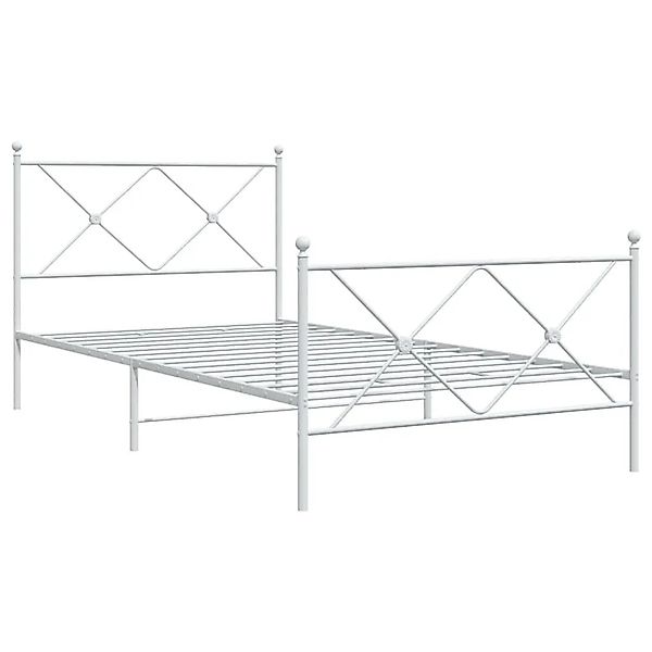 vidaXL Bettgestell mit Kopf- und Fußteil Metall Weiß 100x190 cm 376563 günstig online kaufen