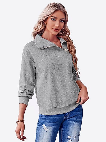 Imily Bela Sweatshirt Damen-Sweatshirt mit Rollkragen und Reißverschluss (P günstig online kaufen