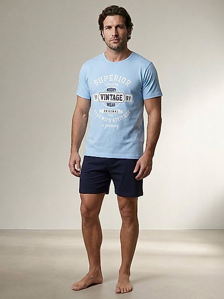 Henry Terre Shorty Pyjama Set Shorty - Vintage Blaue Shorts günstig online kaufen