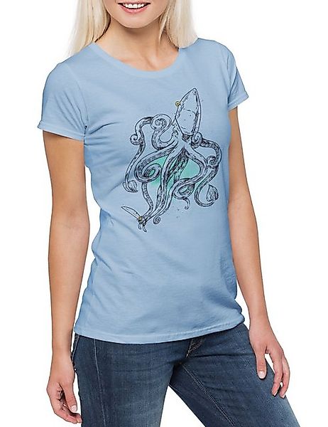 Urban Backwoods Print-Shirt Octopus Pirate Damen T-Shirt Pirat Oktopus Krak günstig online kaufen