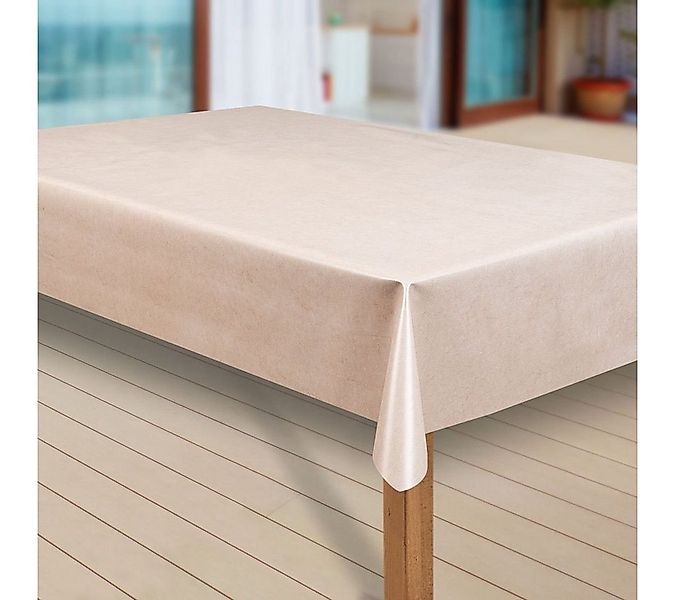 laro Tischdecke Wachstuch-Tischdecken Abwaschbar Uni creme beige meliert re günstig online kaufen