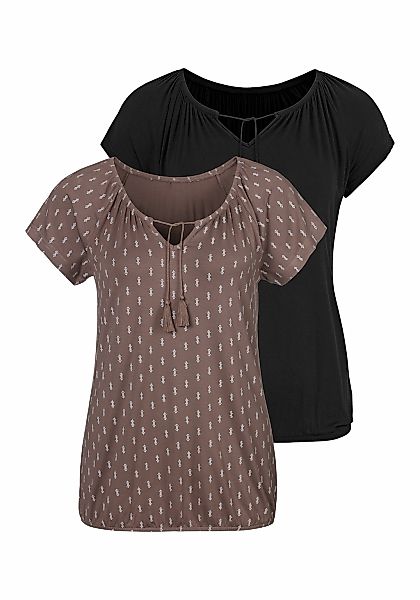 Vivance Kurzarmshirt "mit leicht gerafftem Ausschnitt", (2er-Pack), aus wei günstig online kaufen