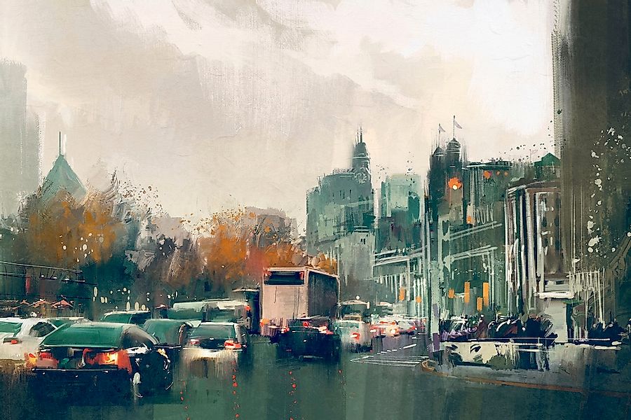 queence Leinwandbild "Straßenverkehr" Amerika  Menschen  Städte Premium-Lei günstig online kaufen