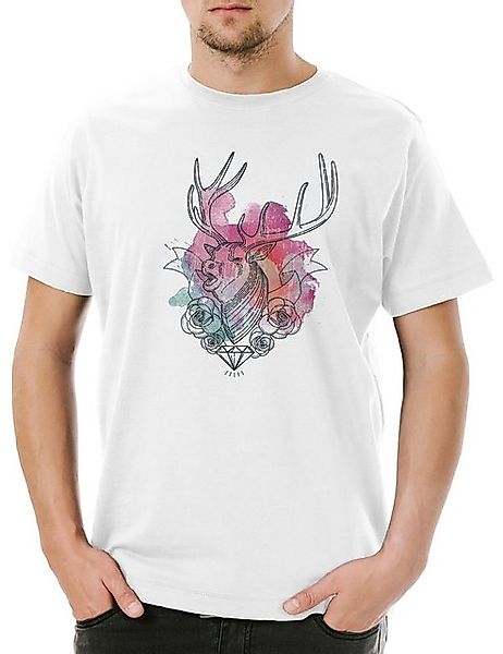 Urban Backwoods Print-Shirt Urban Backwoods Deer Diamond Herren T-Shirt Wei günstig online kaufen