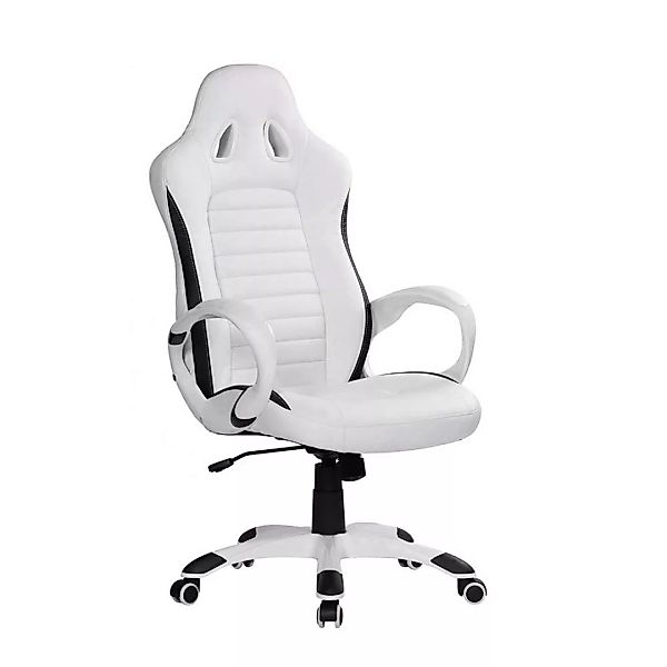 Eleganter Gaming Stuhl in Weiß Bezug aus Kunstleder günstig online kaufen