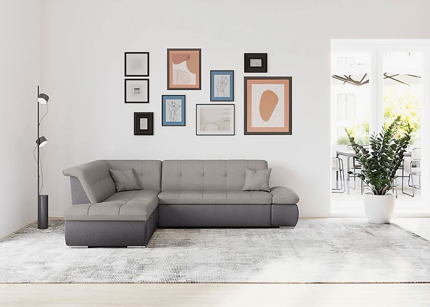 DOMO collection Ecksofa "Moric L-Form" wahlweise mit Bettfunktion und Armle günstig online kaufen