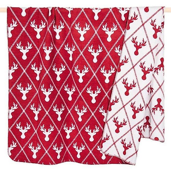 Wohndecke Decke Canada Hirschköpfe Rot (150x200cm), günstig online kaufen