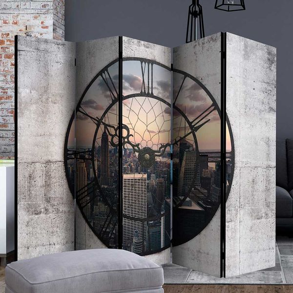 Fotodruck Paravent mit NYC Motiv in Uhr Leinwand Füllung günstig online kaufen
