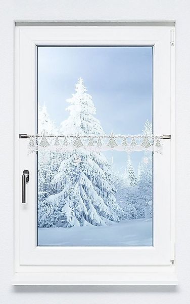 Plauener Spitze® Scheibengardine Winterstille (1 St), transparent, HxB 19x4 günstig online kaufen