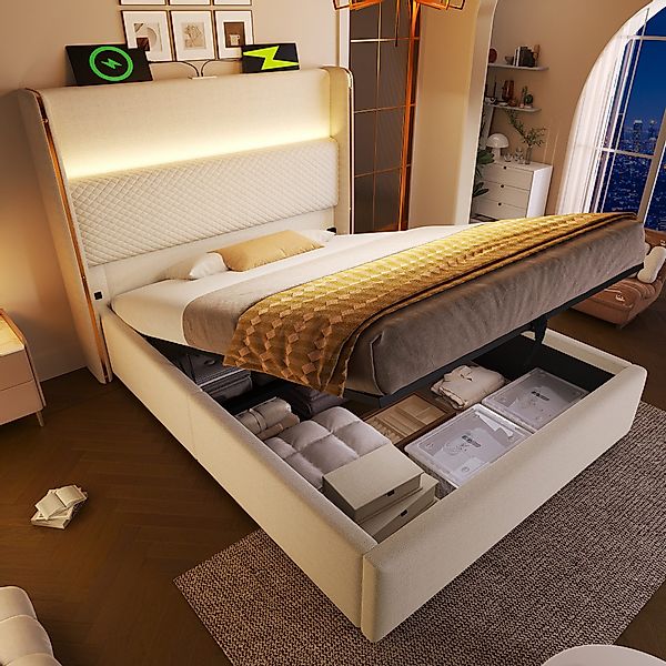 STILVORA Polsterbett 90x200 mit Bettkasten,Stauraumbett Bettgestell günstig online kaufen