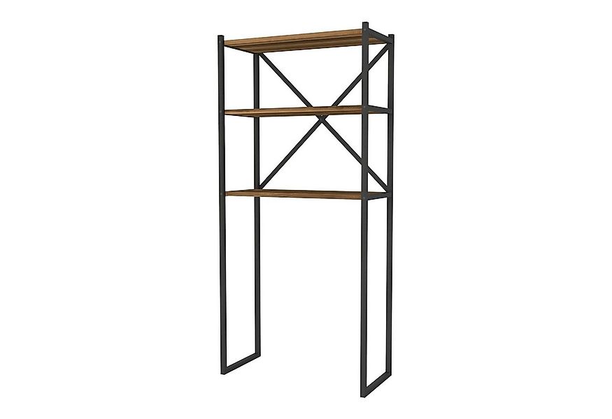 en.casa Badregal, Askersund Waschmaschinenregal 160x66x34cm Walnuss-Optik günstig online kaufen