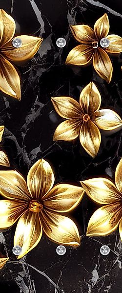 queence Wandgarderobe Goldene Blumen - Gold/Schwarz günstig online kaufen