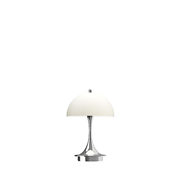 Panthella 160 tragbare Tischleuchte Chrom Opal Beige günstig online kaufen
