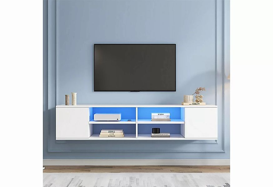 EXTSUD TV-Schrank Vielseitiger 140 cm großer weißer TV-Schrank mit LED-Bele günstig online kaufen