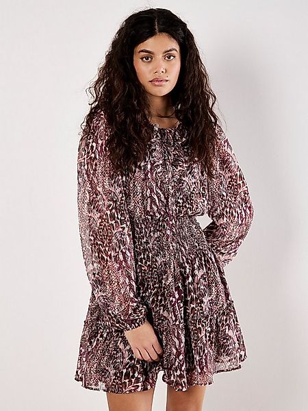 Apricot Druckkleid Patchworkkleid mit Rüschen günstig online kaufen