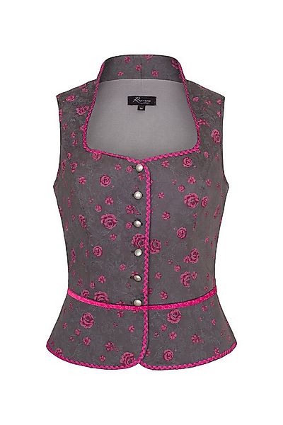 Ramona Lippert Trachtenbluse Mieder Kassandra dunkelgrau mit pinken Rosen K günstig online kaufen