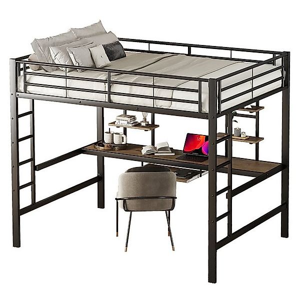 Fanttik Hochbett Bettgestell Metallbett,140*200cm,mit Schreibtisch und 2 Bü günstig online kaufen