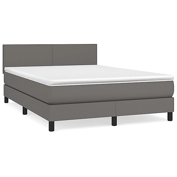 vidaXL Boxspringbett mit Matratze Grau 140x200 cm Kunstleder1389730 günstig online kaufen