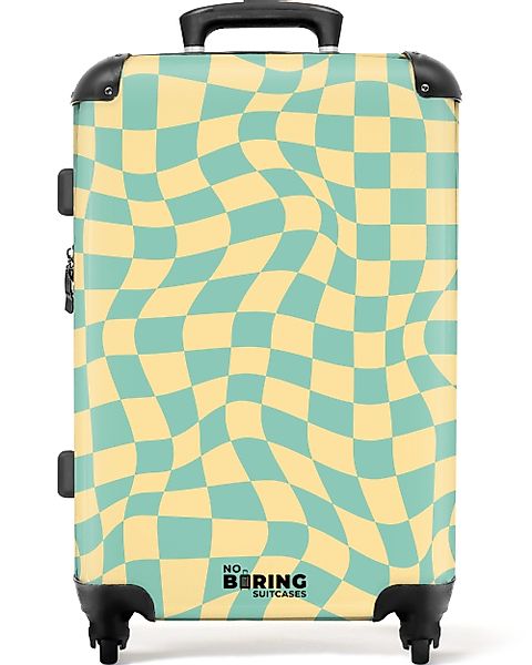 NoBoringSuitcases.com© Hartschalen-Trolley Gewellter blau-gelb karierter Dr günstig online kaufen
