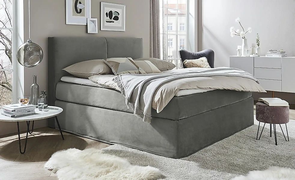 Boxi Boxspringbett 180 x 200 cm mit trendigem Keder Boxi Urban ¦ grau ¦ Maß günstig online kaufen