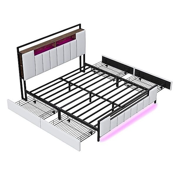 Sweiko Polsterbett mit LED-Licht und USB-Steckdose, (lagerfähig, Bettgestel günstig online kaufen