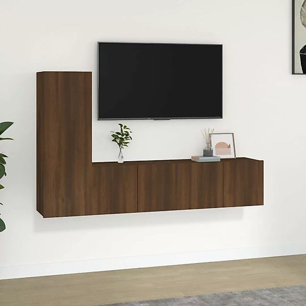 Vidaxl 3-tlg. Tv-schrank-set Braun Eichen-optik Holzwerkstoff günstig online kaufen
