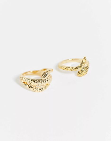 Pieces – Goldfarbene Ringe mit Schlangendesign im 2er-Pack günstig online kaufen